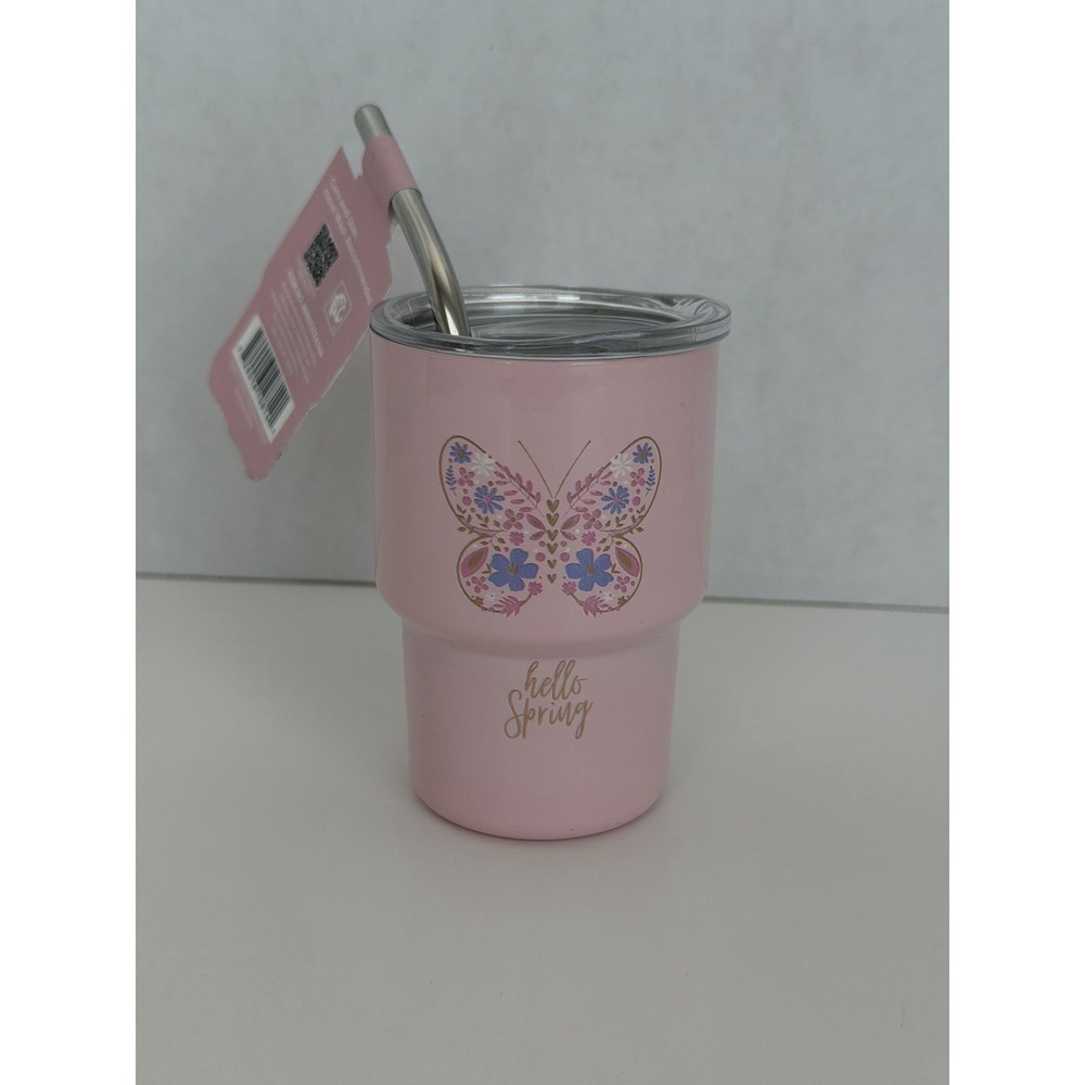 SWC Sip With Color Tumbler 5 oz Pink Hello Spring Butterfly